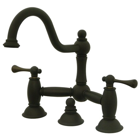 Kingston Brass KS3915BL Restoration Bathroom Bridge Faucet, Oil Rubbed Bronze KS3915BL